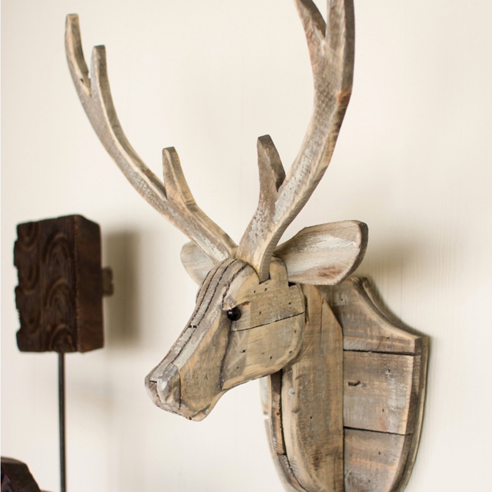 Rustic Wooden Deer Head Wall Decor